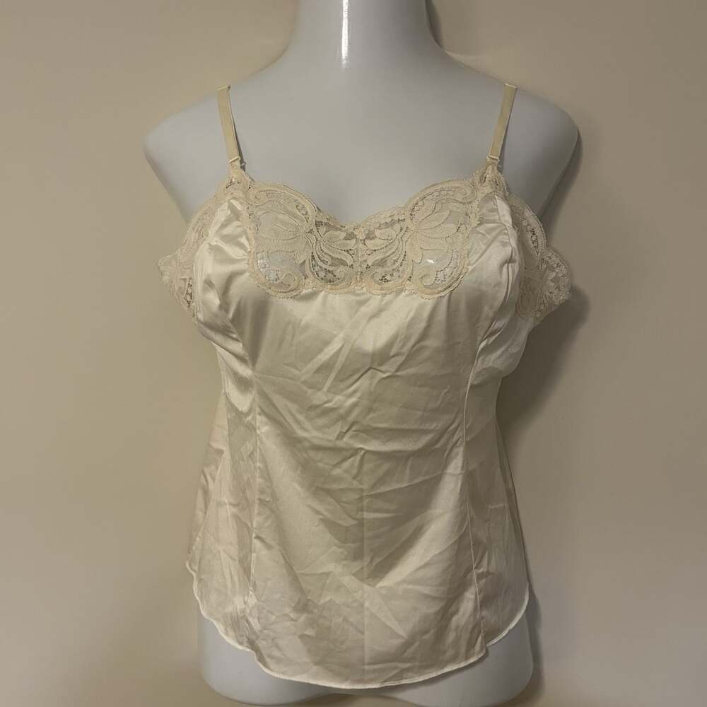 Wonder Maid Vtg 60’s Silky Camisole Ivory Size 36 (Bust) 100 Antron Nylon